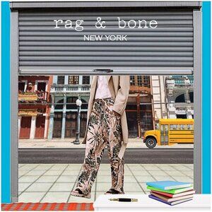 rag & bone tropical floral print 100% silk pant